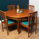 Retro Teak 1960s Extending Dining Table & 6 Chairs By Meredew