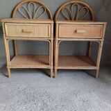 Pair of rattan bedside tables