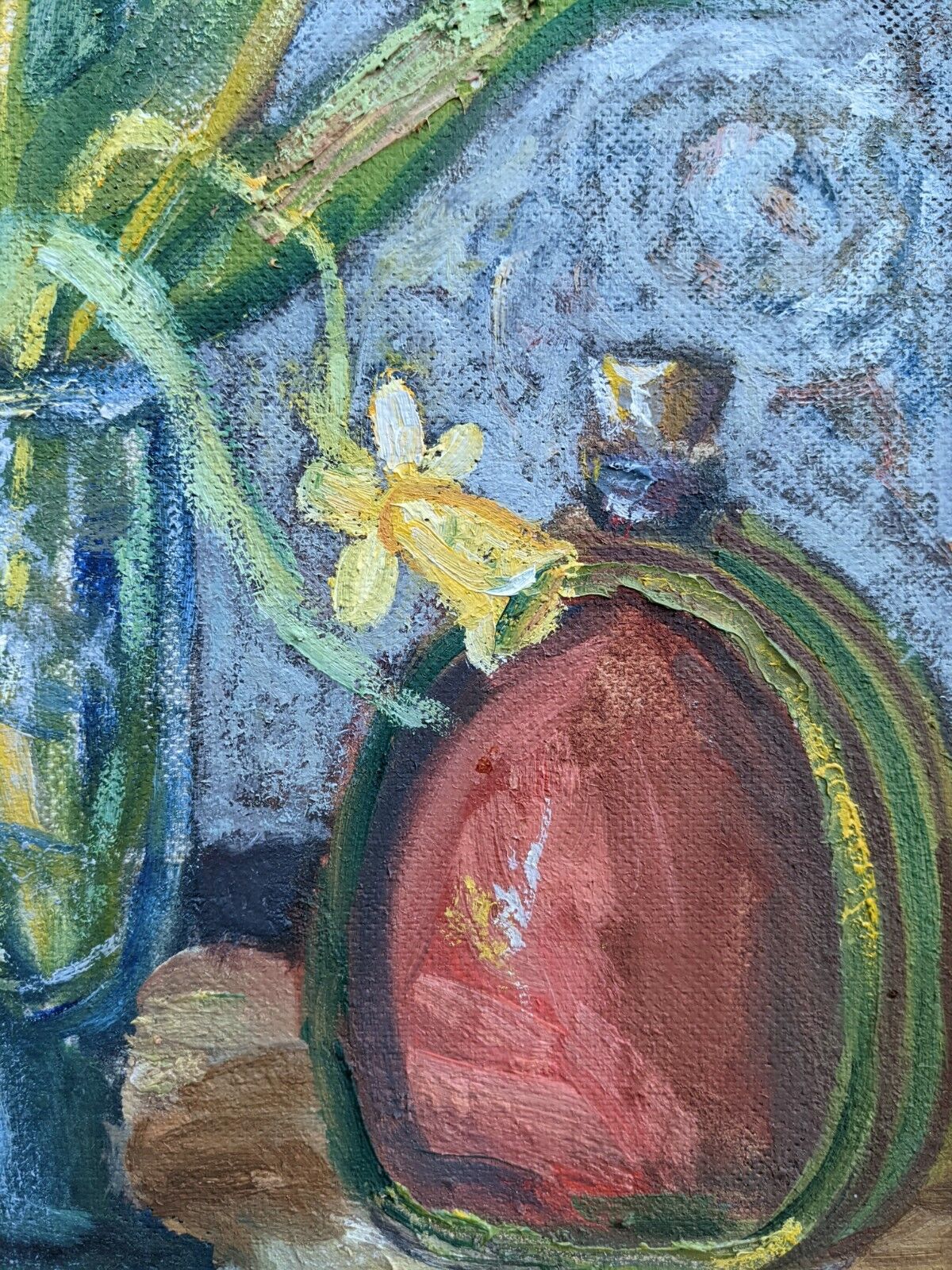 Mid-Century Modern "Still Life with Tulips" Swedish Vintage Expressionist Still Life Oil Painting, F
