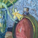 Mid-Century Modern "Still Life with Tulips" Swedish Vintage Expressionist Still Life Oil Painting, F