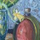 Mid-Century Modern "Still Life with Tulips" Swedish Vintage Expressionist Still Life Oil Painting, F