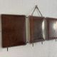Vintage 1930s triptych barber mirror crocodile crystal - 30x69 cm