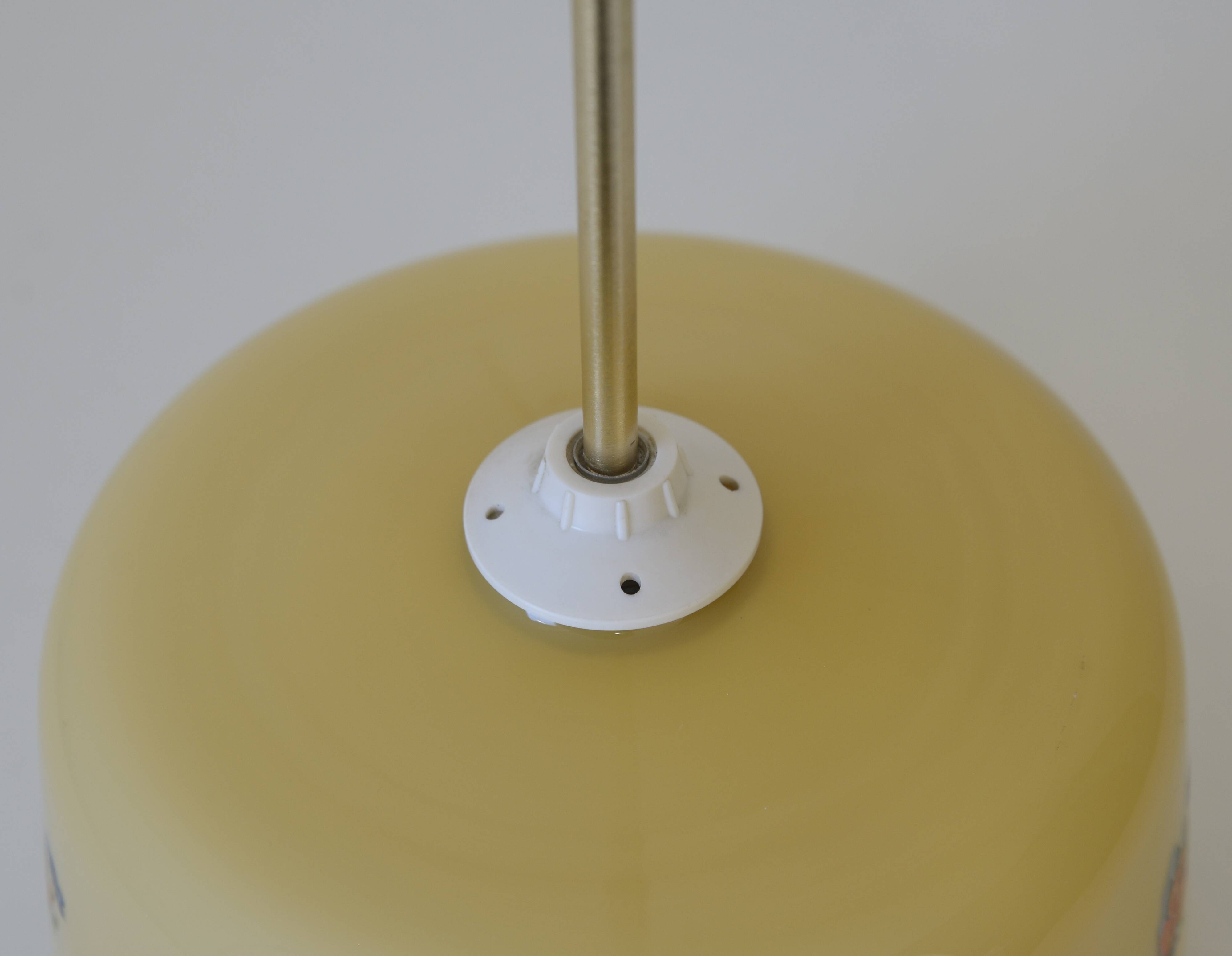 Vintage Beige Pendant Light / Retro Kitchen 1950 / Mid Century Glass Lamp
