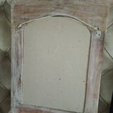 Carved white wood mirror 1990 decorative carved with opening shutters on a square mirror