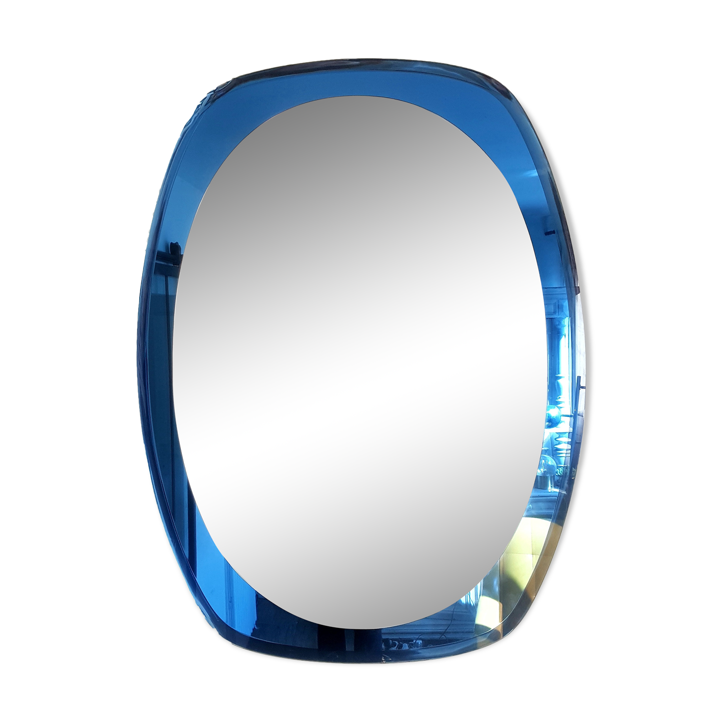 Miroir sur plaque de verre bleu 60×80 cm