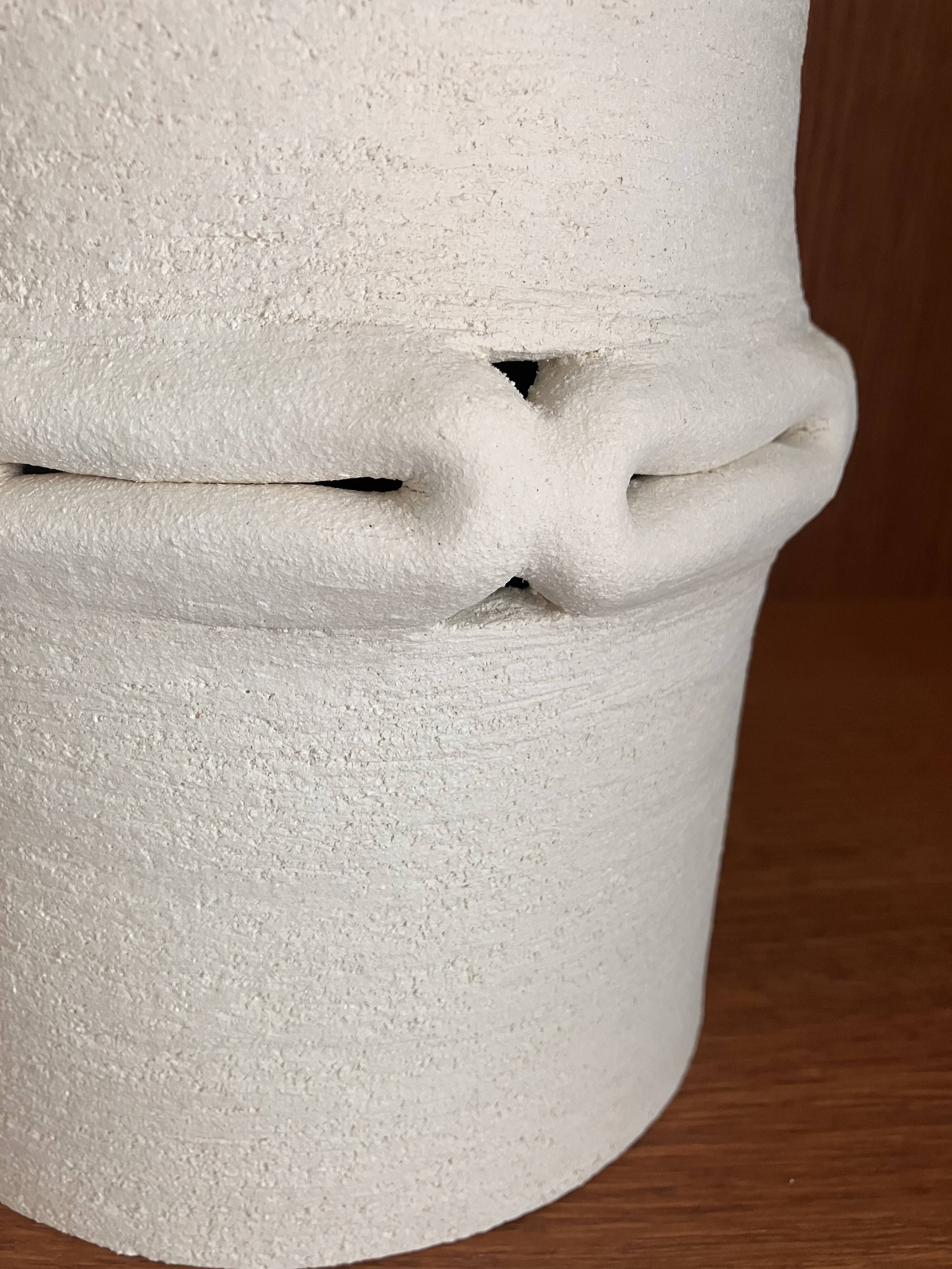 Table lamp in ceramic with a handmade couture-style lampshade from France.