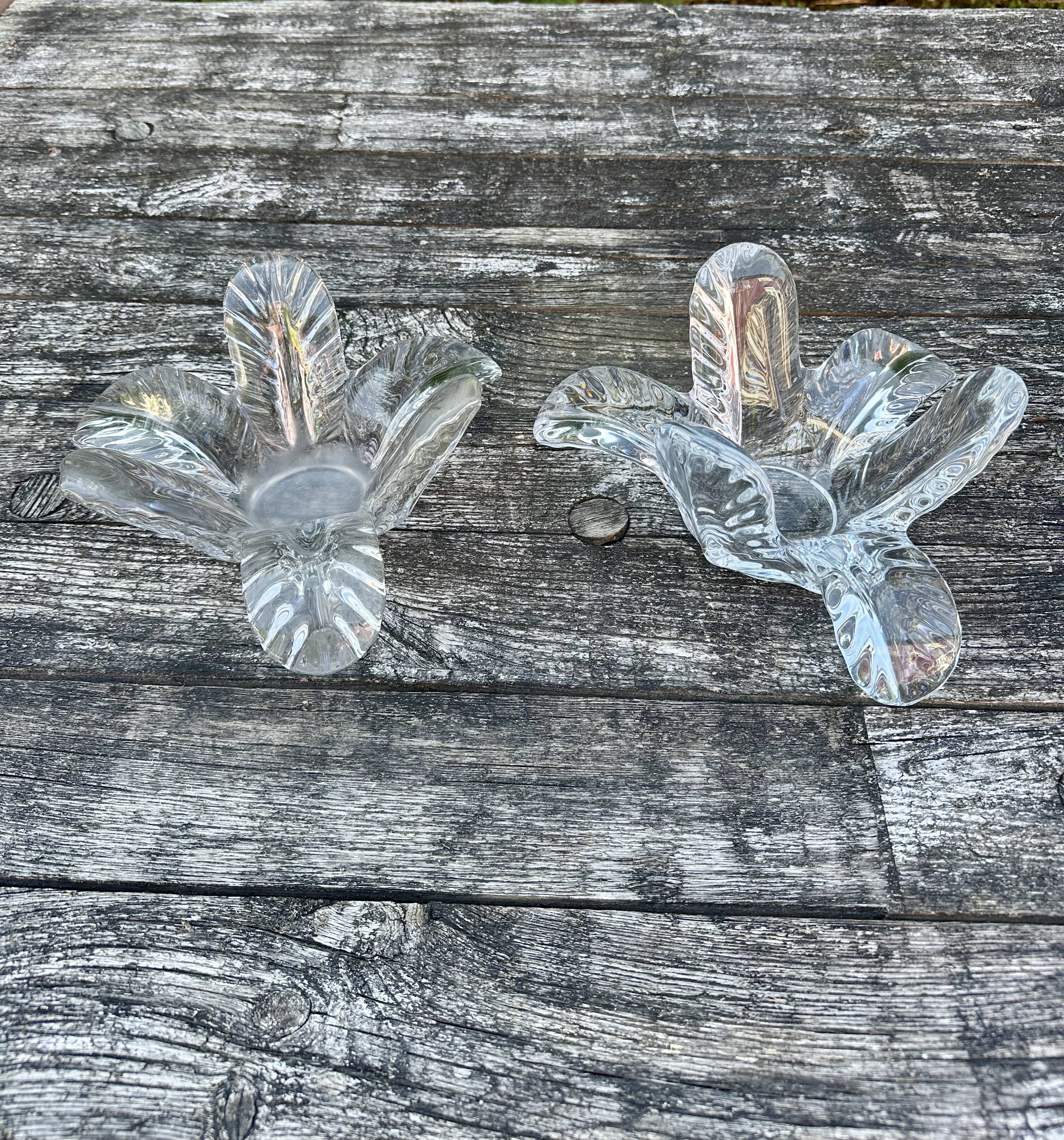 Bougeoirs, centre de table (lot de 2) verrerie de Vannes "Le chatel" 1970'S