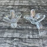 Candlesticks, centerpiece (set of 2) Vannes glassware "Le chatel" 1970's