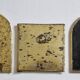 Ensemble de 3 miroirs en laiton formes arche et carré 11 x 15 cm