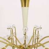 Unusual brass and crystal chandelier by Emil Stejnar, Rupert Nikoll, Austria, 1950s.