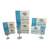 Service de 36 verres à jambe complet Cristallerie VMC, Reims, années 1960