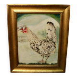 Oil on canvas "crested hen"