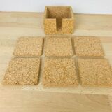 6 vintage 70's cork coasters