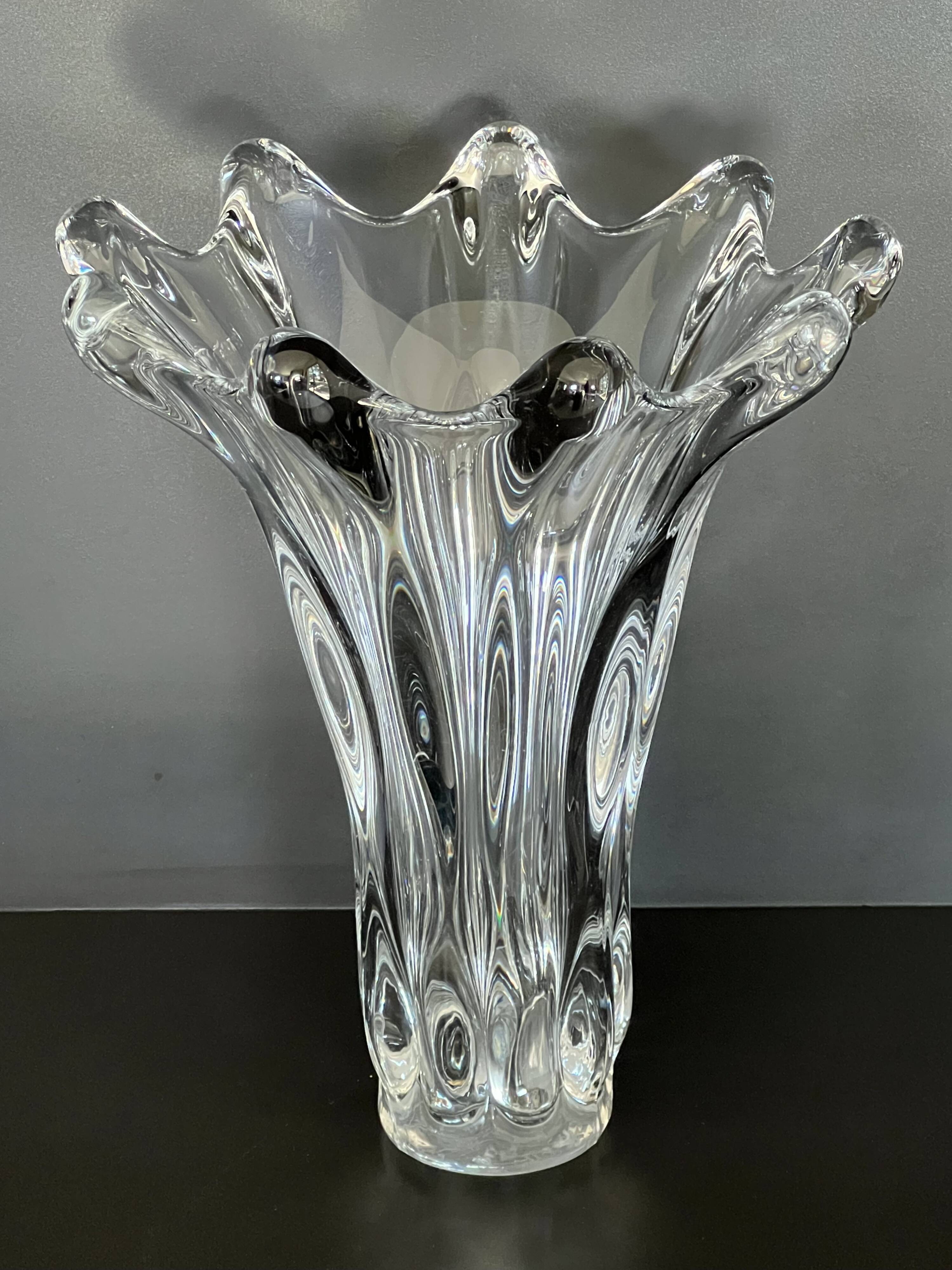 Crystal vase called "Giraffe Head" by Art Vannes France, 1950s.