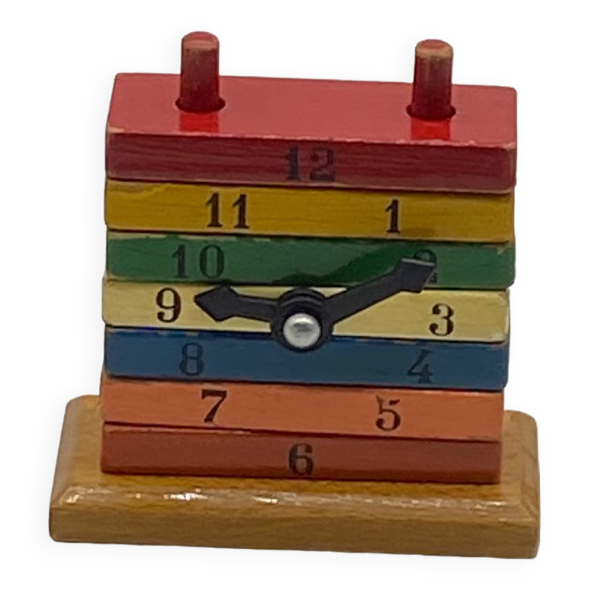 Antique toy to stack, wooden, vintage, clock