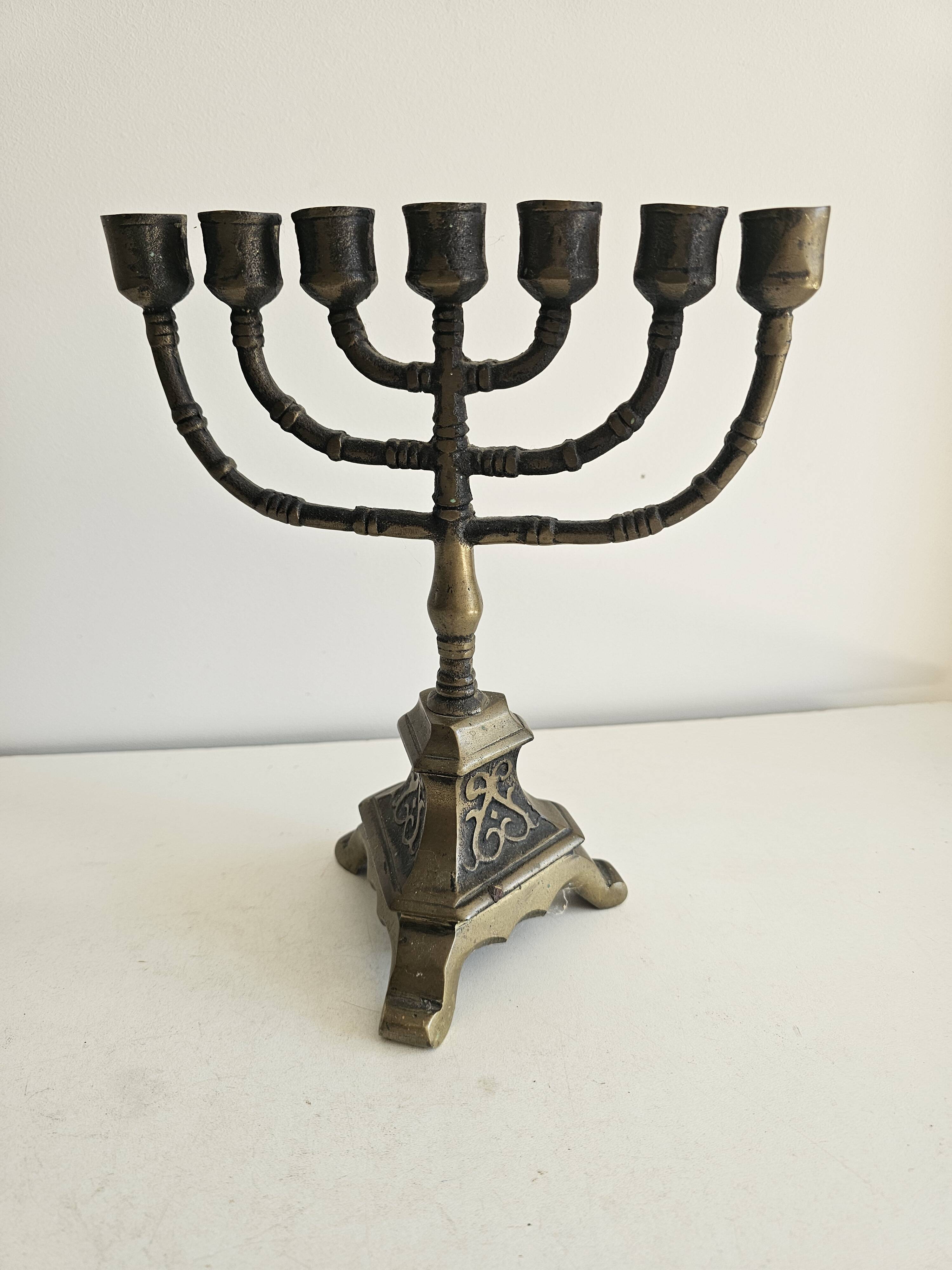 Ancien Chandelier Menorah 7 branches