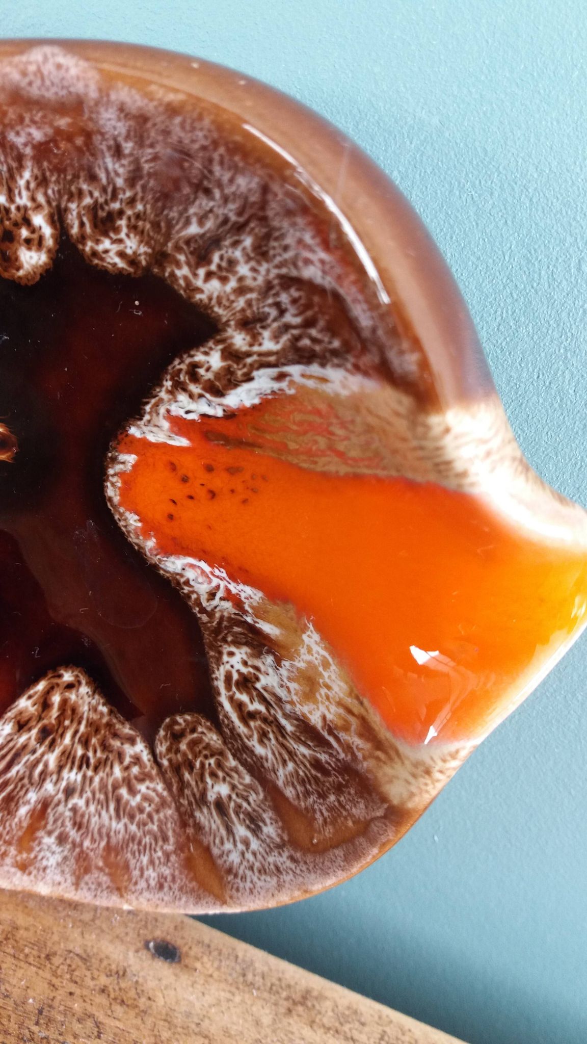 Flamed ceramic ashtray in Vallauris style from the 1970s.
