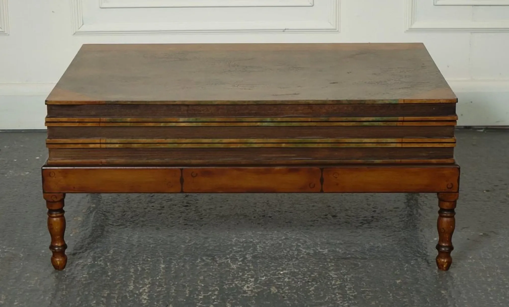 Vintage Coffee Table in Faux Leather with Internal Storage for Books