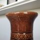 Vintage Amphora Vase: Large Brown Glazed Pottery with Grape Motif