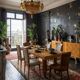Dining room suite in sycamore, French Art Deco in the style of André Arbus, circa 1940.