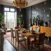 Dining room suite in sycamore, French Art Deco in the style of André Arbus, circa 1940.