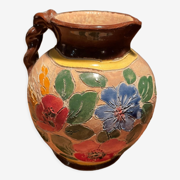 Vase de Vallauris a motif de fleurs signé J.Massier