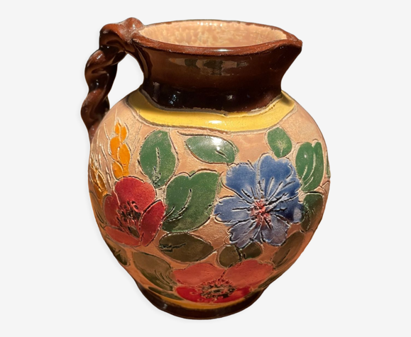 Vase de Vallauris a motif de fleurs signé J.Massier