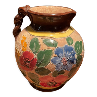Vase de Vallauris a motif de fleurs signé J.Massier
