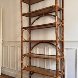 Tall rattan shelf