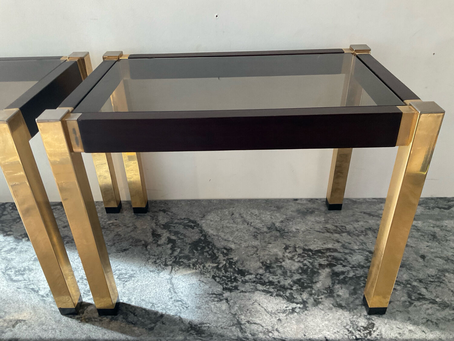 Pair of Hollywood Regency style side tables