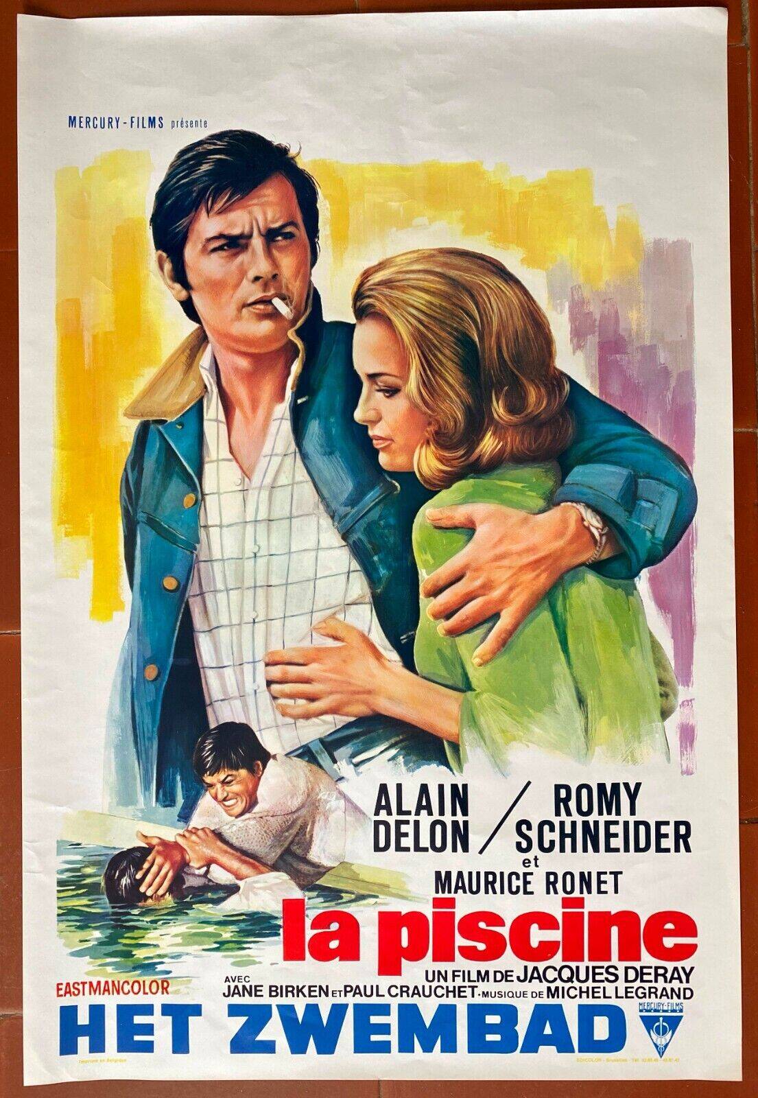 Original cinema poster "La Piscine" Romy Schneider, Alain Delon 37x54cm 1969