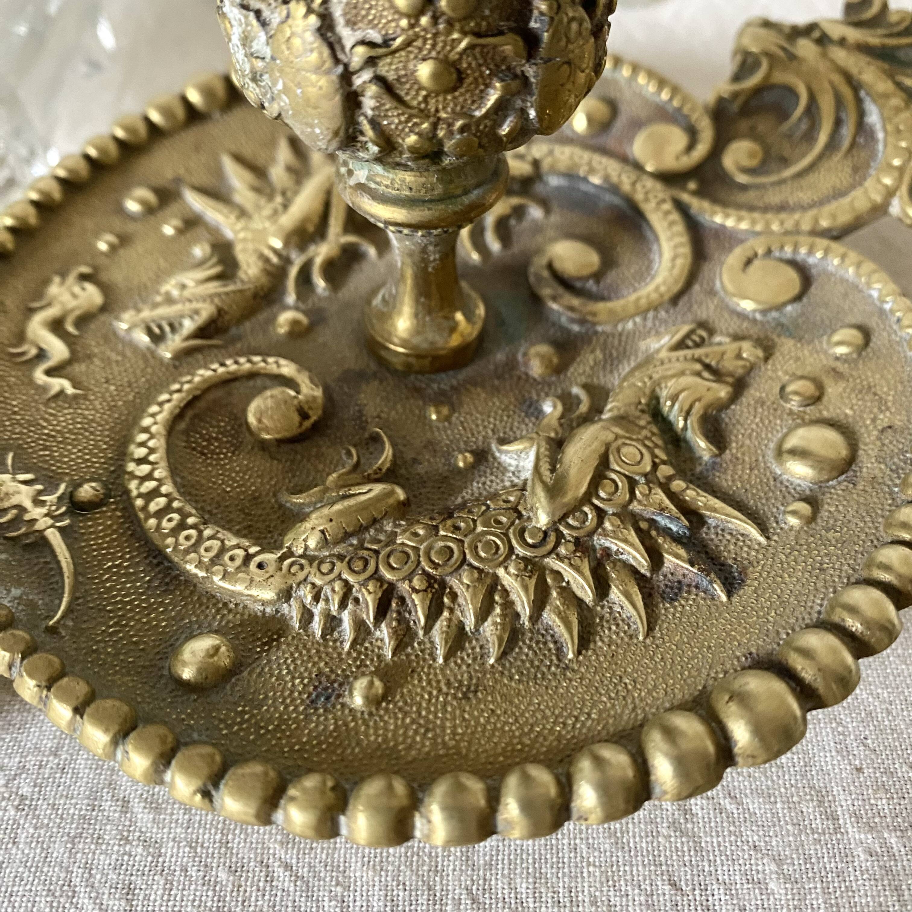 Brass thumb candle holder, scarab