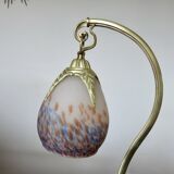 Lampe Art Nouveau en bronze et verre marmoréen, lampe à la libellule