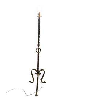 Twisted iron brutalist floor lamp