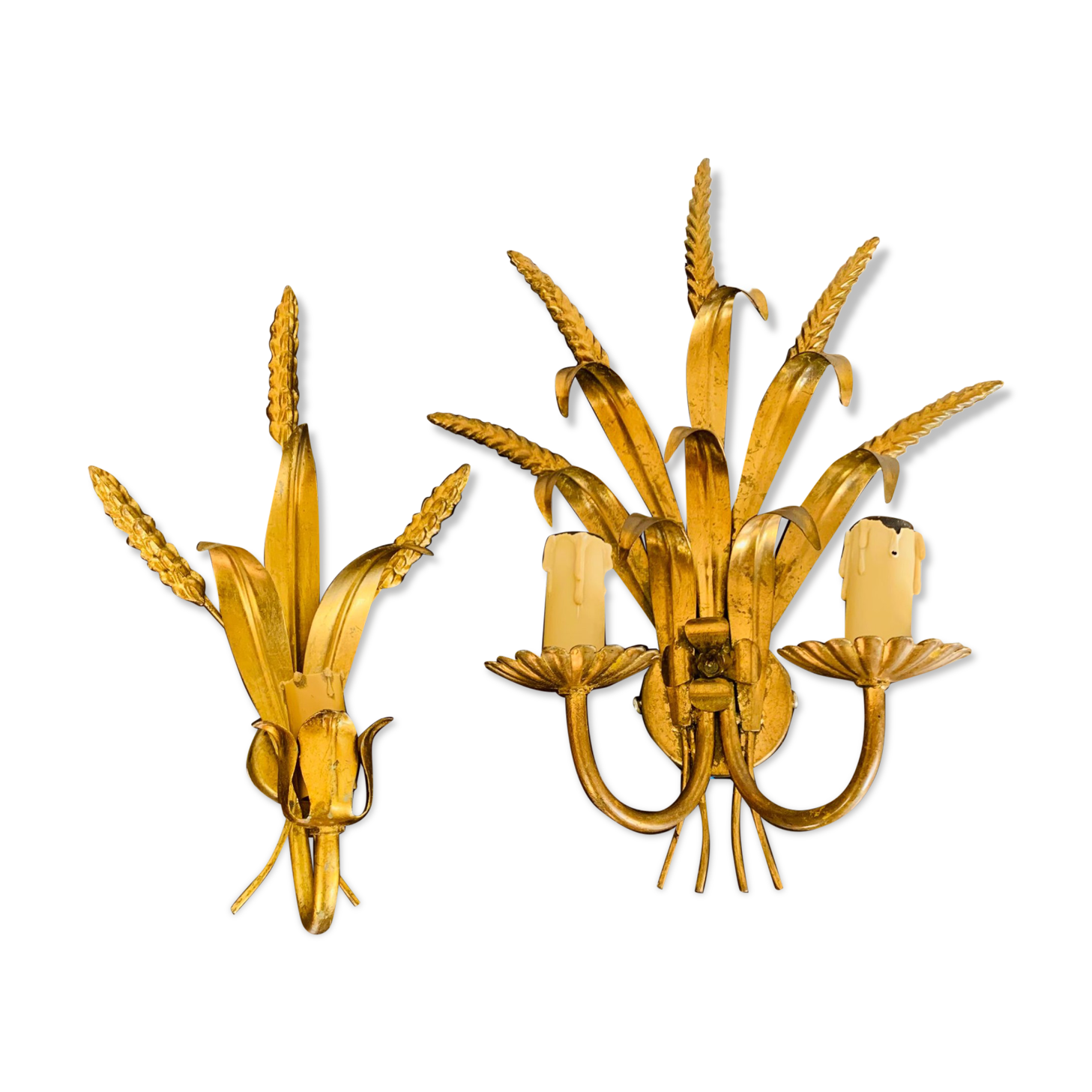 Pair of gilded wall sconces sheaves of wheat