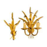 Pair of gilded wall sconces sheaves of wheat