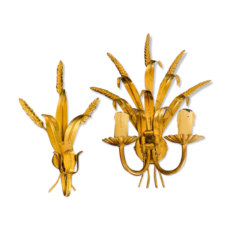 Pair of gilded wall sconces sheaves of wheat