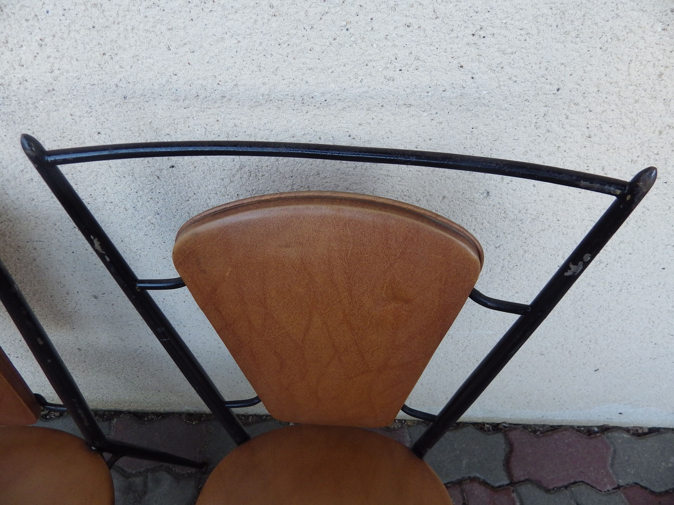 Set of 4 vintage brown leatherette chairs