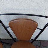 Set of 4 vintage brown leatherette chairs
