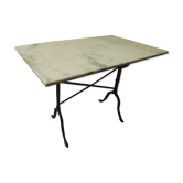 Ancienne table bistro ou jardin pied fonte dessus marbre