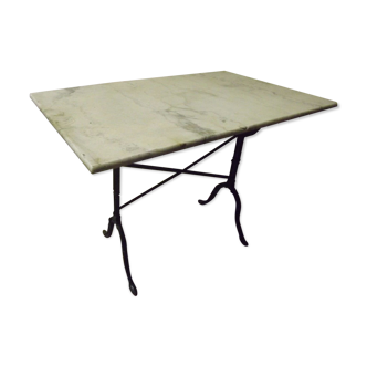 Ancienne table bistro ou jardin pied fonte dessus marbre