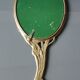 Old vanity mirror/hand face mirror/nude of a woman, naiad. art nouveau style. brass. 25 x 11 cm