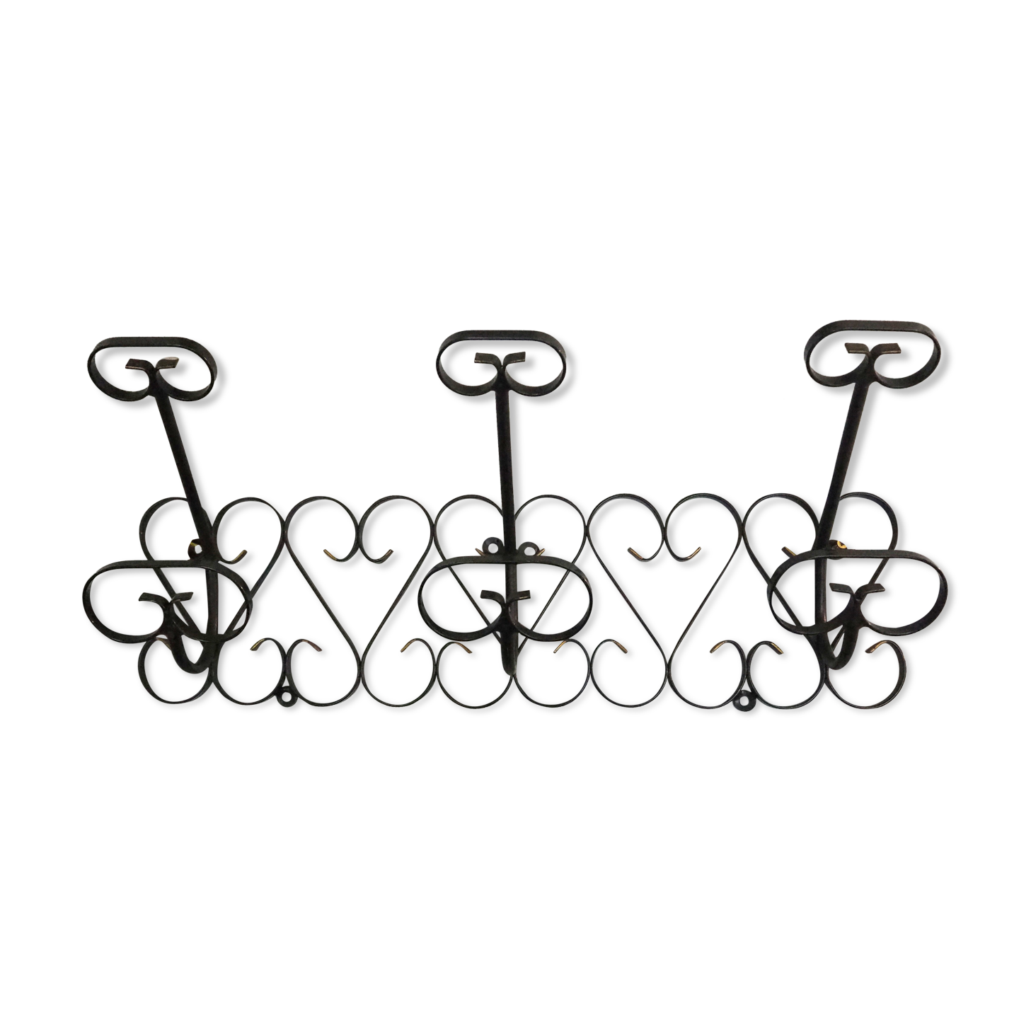 1970s wrought-iron wall coat holder