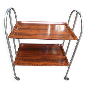 Vintage folding rolling trolley with 2 trays