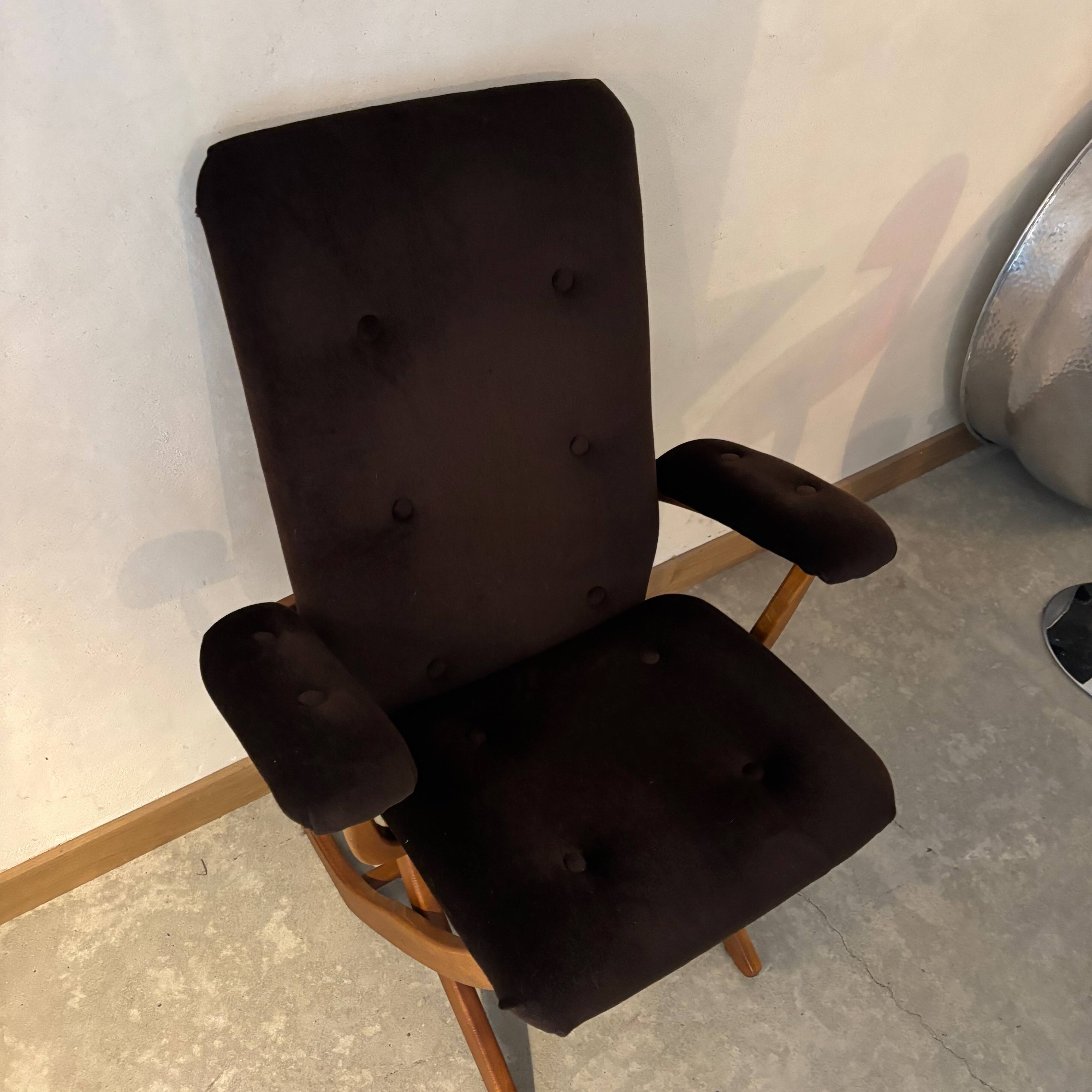 Vintage Scandinavian style reclining armchair, adjustable tilt.