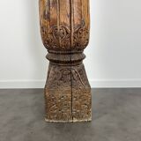 Ancient large carved cedar pillar column from Pakistan, India.