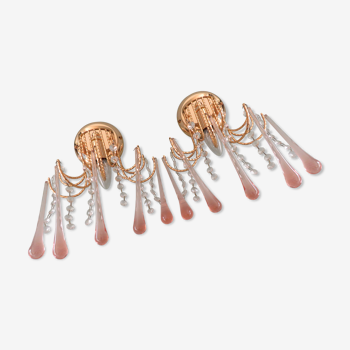 Set de 2 appliques en perles de Murano