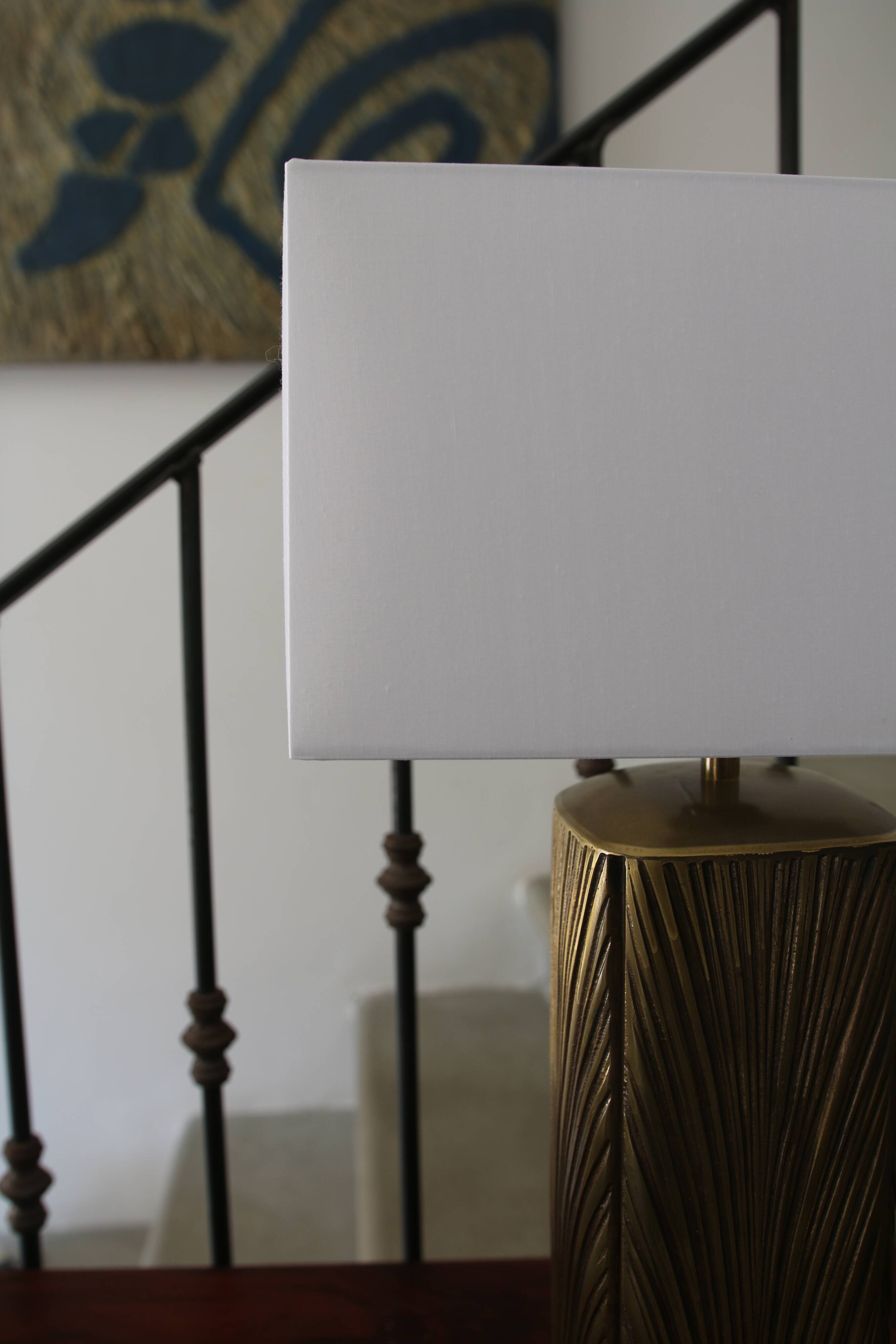 Brass and bronze lamp, Luciano Frigerio, Italy, 1970s