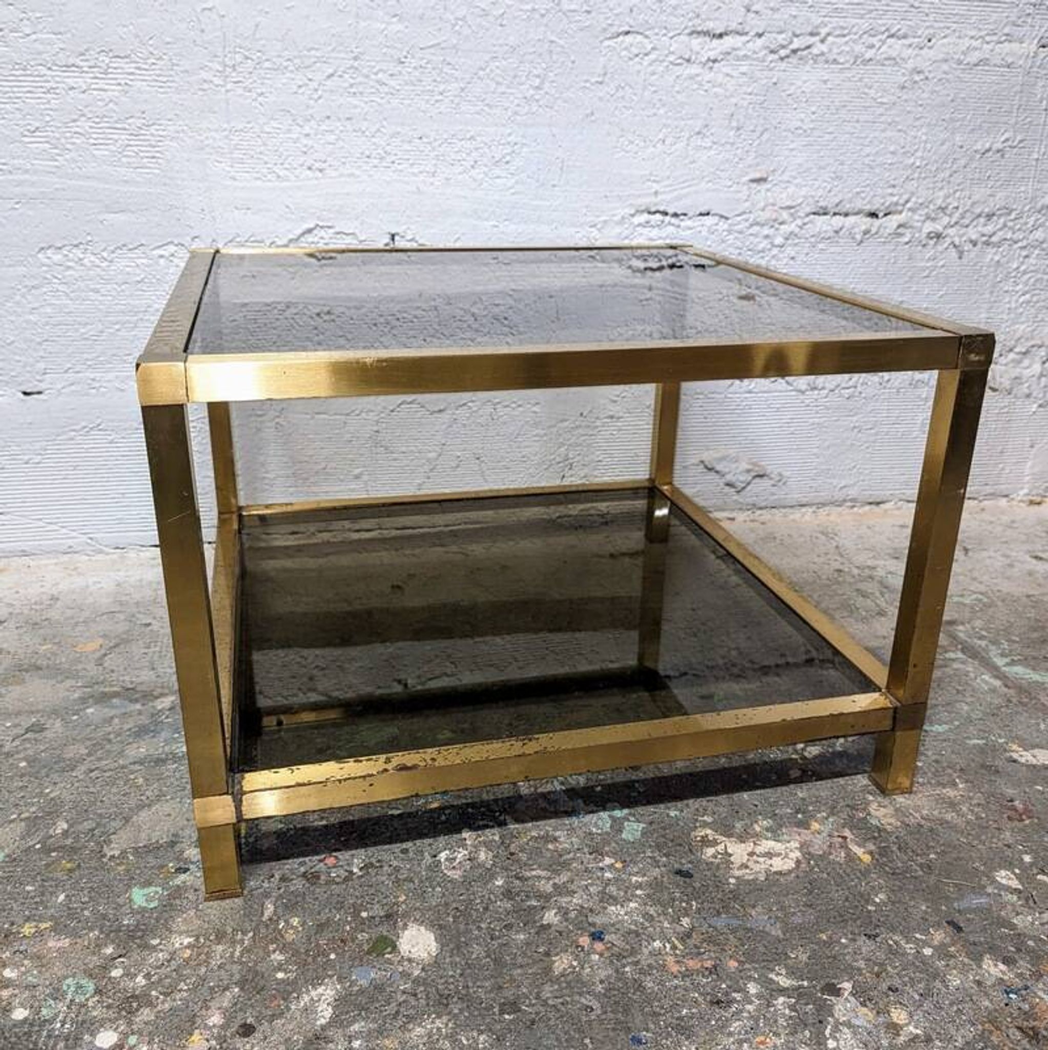 Gold coffee table and smoked glass
