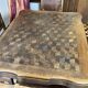 Art Deco extendable oak table with marquetry + 6 chairs – 1920s
